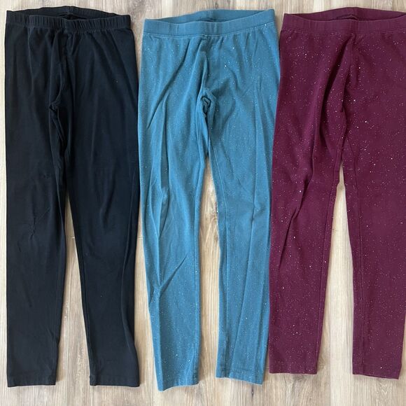 10-12 Girls 4 Pack School Clothes Bundle Leggings Pants Black Blue Maroon Mint - Picture 3 of 7